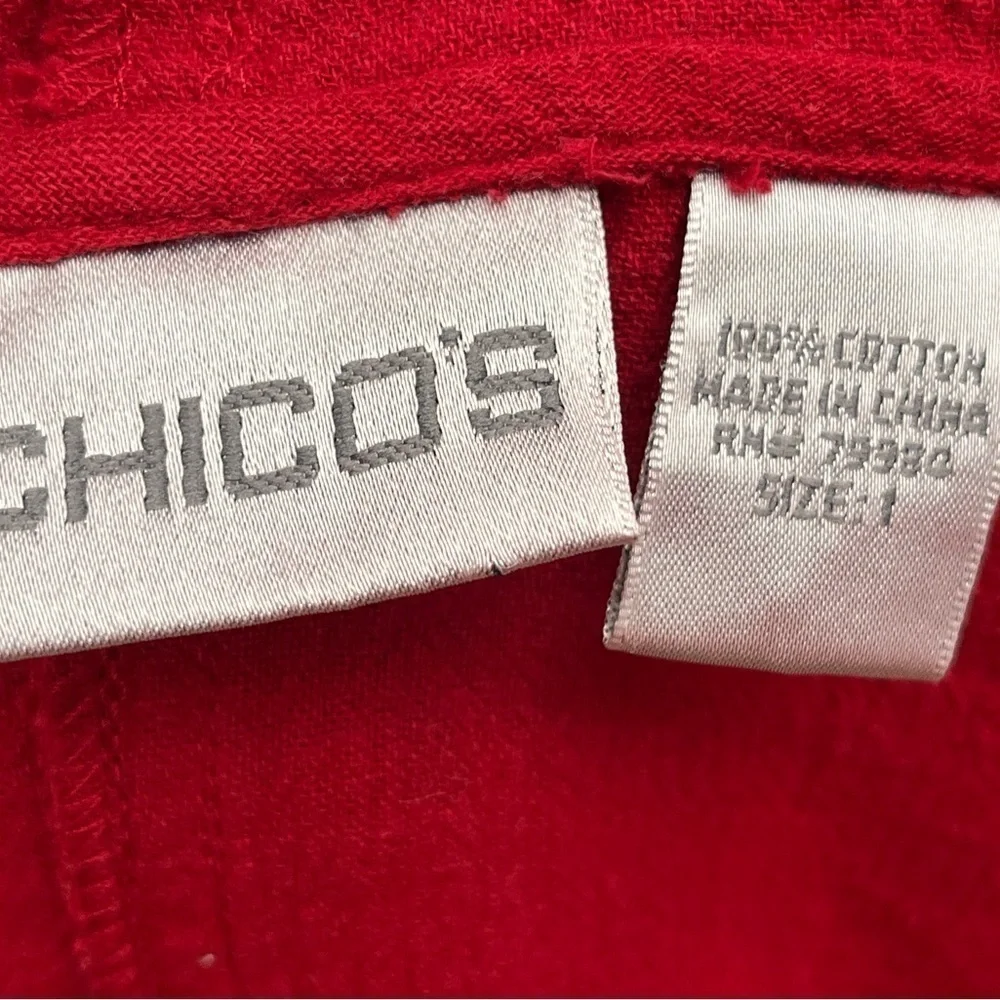Chico's Lightweight Cotton Full Zip Hoodie Burgundy Medium
